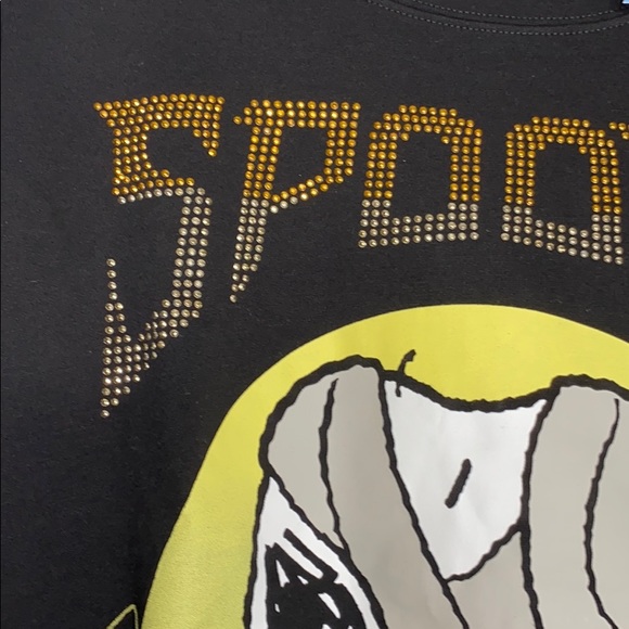 Peanuts Black Spooky Snoopy Halloween Pullover Sweatshirt Sweater Juniors M NEW - Picture 4 of 7